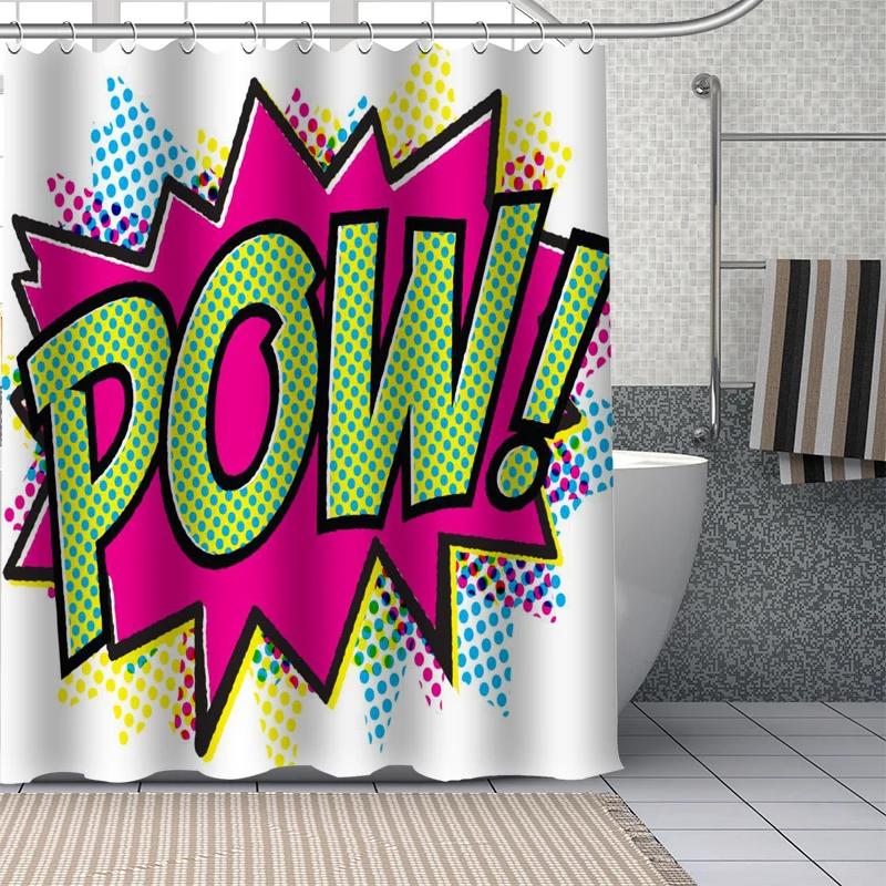 Comic-Pop Art City Explosion Humor Expressions Shower Curtains Bathroom Curtain Fabric Washable Polyester For Bathtub Decor Set