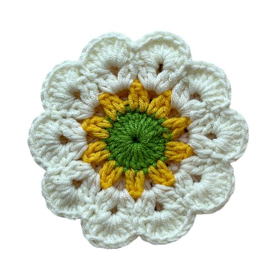Handmade Crochet Flower Coaster Heat-Resistant Cup Mat for Mugs Glasses Soft Non-Slip Absorbent Table Protector Mat Cute Kitchen Desk