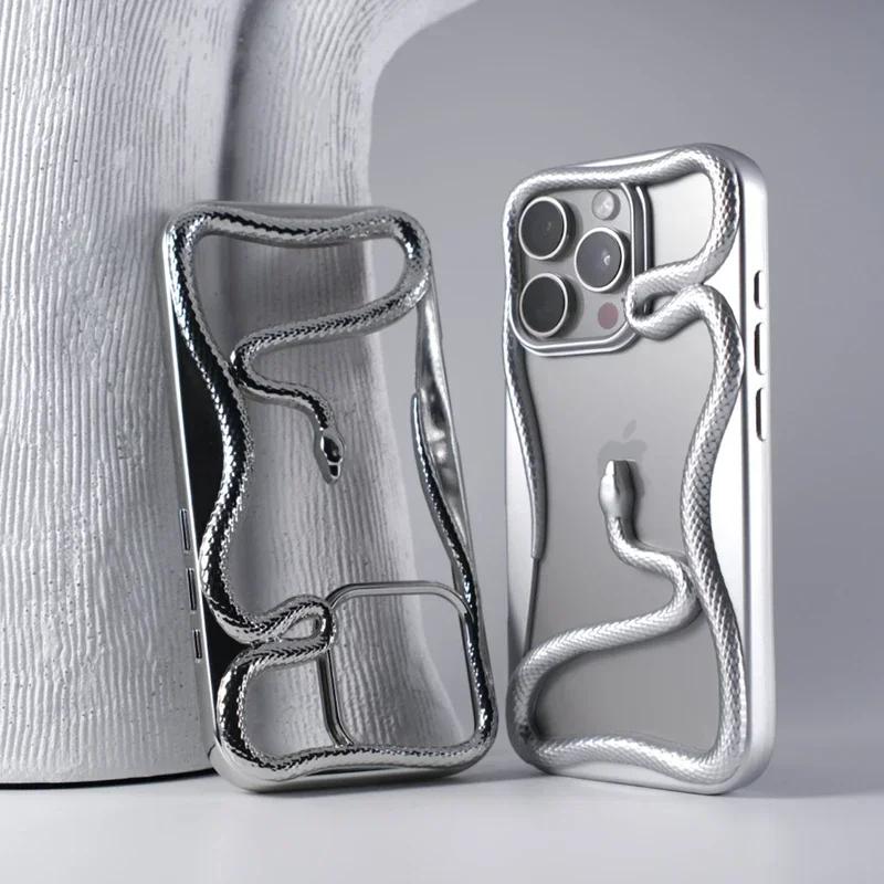 3D Snake Hollow Pattern Cooling Heat Dissipation Phone Case for IPhone 17 16 15 14 Plus 13 12 Pro Max Shockproof Protective Case