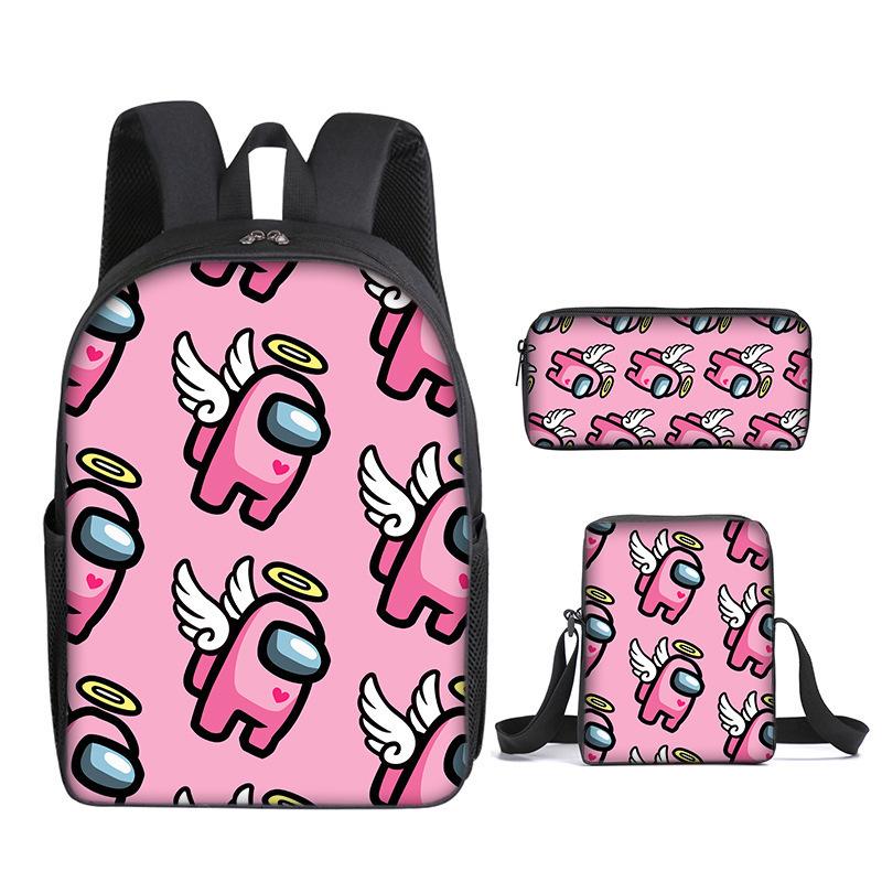 Amongus Space Werewolf School Bag 3PCS Game Merchandise Elementary And Middle School Students Backpack Pencil Bag Satchel