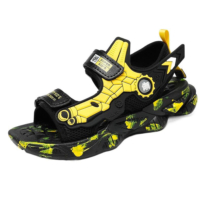 Children's sandals medium and large children's Velcro beach shoes boys' mecha sports sandals trend