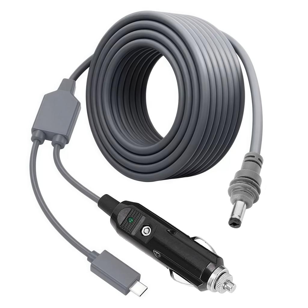 7.5FT Adapter Cable 18AWG USB C and Cigar Lighter To 5.5x2.1mm DC Port Power Cord for Mini Dish