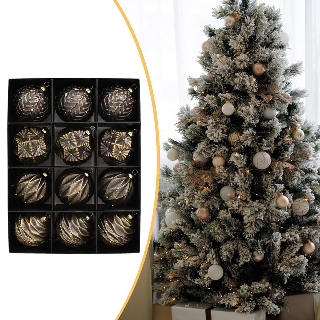 12Pcs Christmas Ball Ornaments Antique Style Christmas Tree Hanging Ornaments Decorative Hanging Baubles for Home Indoor Party