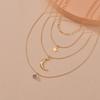 Bohemian, Star Moon Multi-layer Pendant Necklace Metal Female Personality Long Stacked Necklace