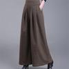 Wool Wide-Leg Pants Women's Autumn High Waist Loose Padded Pantalones Cashmere Trousers Straight Pants Female