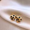 Silver Needle Tiger Eye Geometric Irregular Stud Earrings - Autumn Winter Retro Niche High-End Style.
