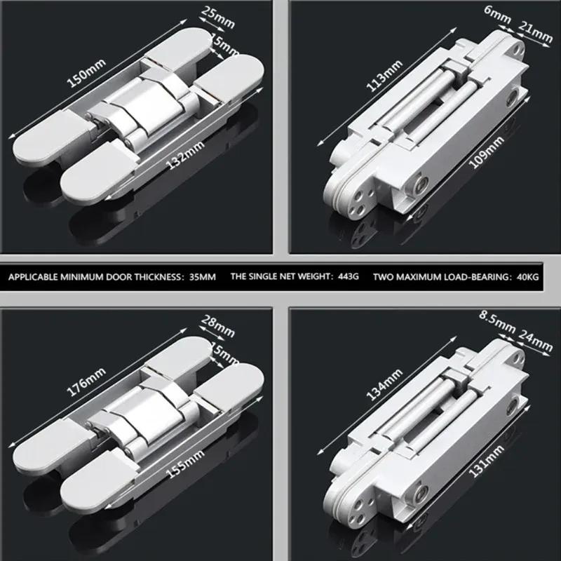 40/80KG Wooden 180 Degrees Hidden Hinge Household Hardware Wide door spacing Invisible Cross Casement Gate Hinge