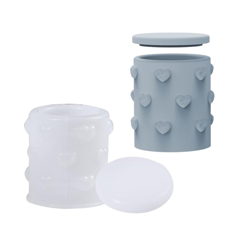 

1Set Resin Silicone Heart Embossed Box Moulds For DIY Storage Box And Candle Holders With Lid For Creative Crafting 1