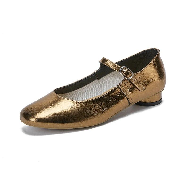 

Meotina, женские туфли Мэри Джейн из натуральной кожи с круглым носком на плоской подошве и пряжкой, перчатки, женская модная повседневная обувь, весенне-осенняя обувь серебристого цвета 40 33 золотой