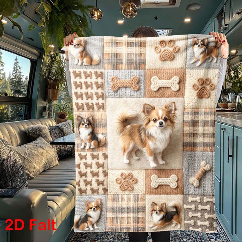 1Pc  Blue Patchwork Print Flannel Blanket Soft Cozy Warm Throw Blanket For Home Couch Bed