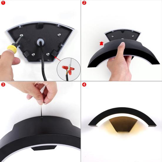 Moon-Shaped Wall Light with Motion Sensor 18W 2160LM Waterproof LED Porch Lamp for Garden Patio Garage Modern Exterior Lighting for House