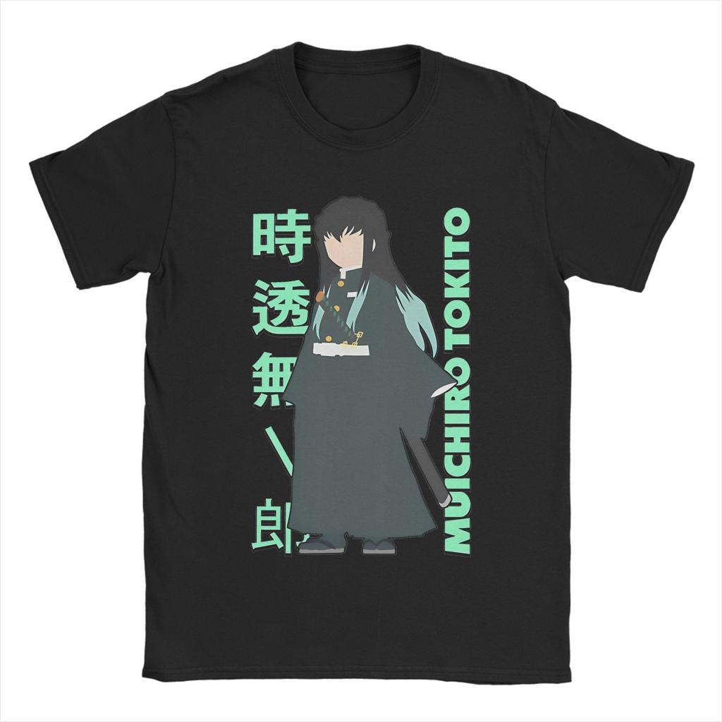 Demon Slayer Anime T-Shirt Herren Baumwolle Oberteile Shirts Ästhetisch Muichiro Tokito Rundhals Kurzarm