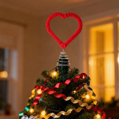 Hjärtformad julgransspira för Alla hjärtans dag Julgransspira Röd hjärtdekoration med fjäder för hem Bröllop Högtidsfesttillbehör