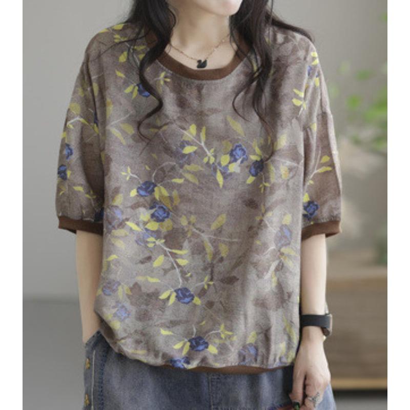 Summer Women's Short-sleeved Loose Round Neck Printed T-shirt