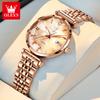OLEVS 5536 Damenuhr Luxus Quarz-Armbanduhr Wasserdicht Edelstahl Zirkon Zifferblatt Datum Uhren Für Damen Armband Set