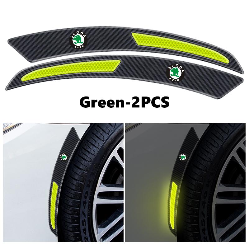 cycr3 For Skoda Carbon Fiber Car Wheel Eyebrow Fender Sticker Reflective Strips Warning Protector Strip Octavia Superb RAPID FABIA