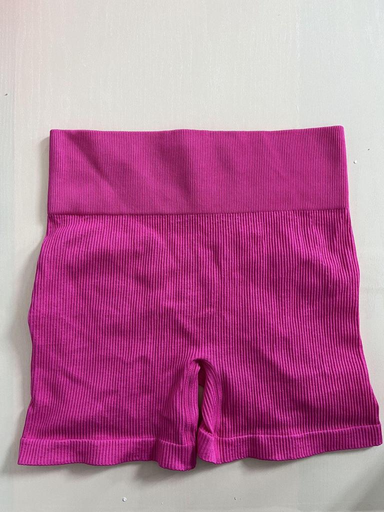 High-Waisted Seamless Ribbed Yoga Shorts for Fitness and Running