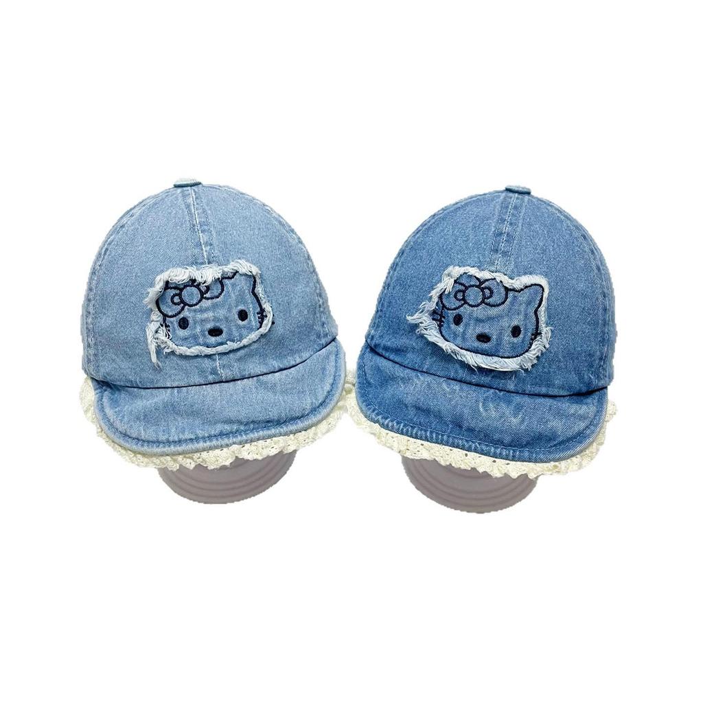 Chapéu de Bebê Jeans Gatinho Fofo - Boné com Aba Macia para Proteção Solar de Crianças Pequenas na Primavera e Outono