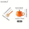 300/450ML Halloween Pumpkin Shaped Ceramic Cup With Spoon Kawaii Soup Mug With Lid Oatmeal Cup Creative Water Cup