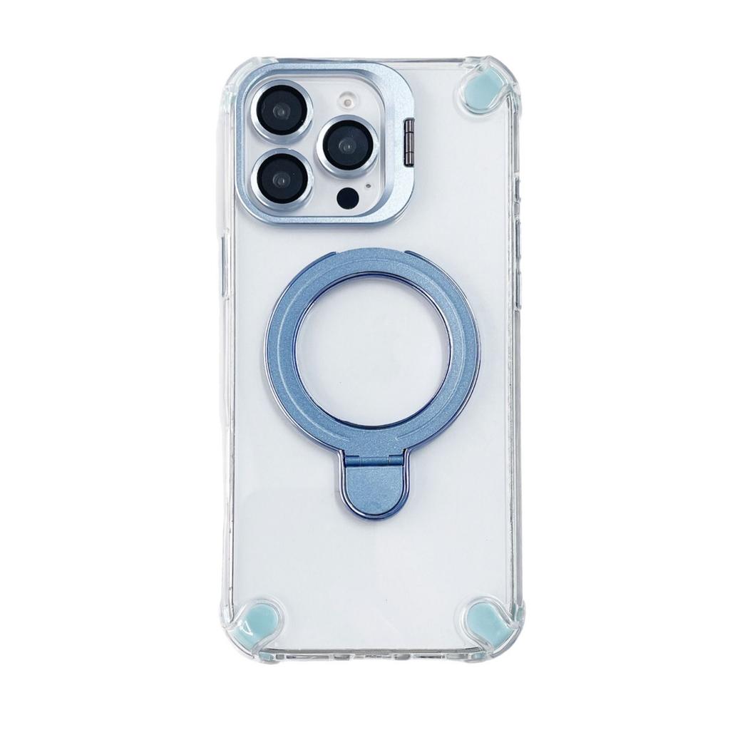 Applicable To iPhone16PROMAX Mobile Phone Case Four Corners Anti-drop Apple 15 Magnetic Suction Double Bracket Electroplating Protective Case 14