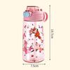 Portable 550ML Water Bottle Cartoon Print Leak Proof Drinking Bottle with Straw Anti-fall Water Cup for Students
