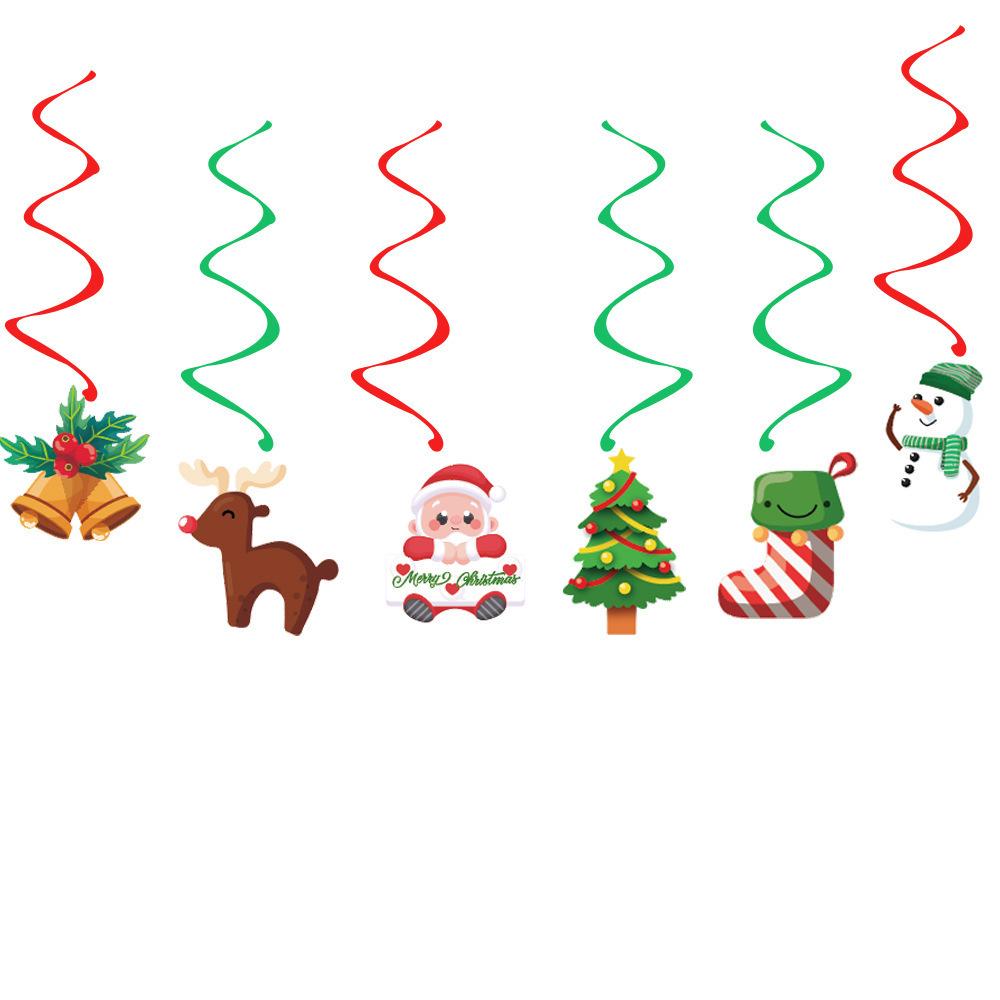 Christmas Party Decoration Snowflake Flag Santa Spiral Pendant Holiday Paper Party Supplies