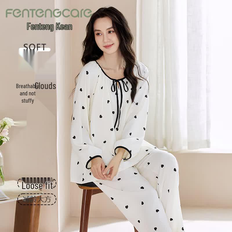 FENTENGCARE Women s Cloud Cotton Long Sleeve Pajama & Loungewear Set L