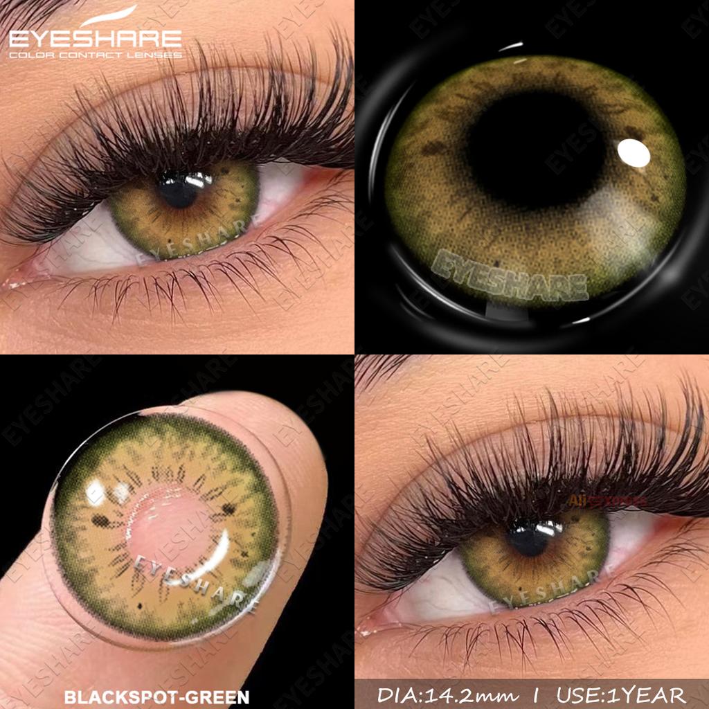 Eyeshare Natürliche farbige Kontaktlinsen für die Augen, 2 Stück, blaue Kontaktlinsen, braune Augen, Farblinsen, graue Schönheitsschüler, jährliche grüne Linsen