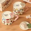 Cartoon Doodle Mug High-looking Animal Mug with Lid for Girls Birthday Gift Couple Water Cup for Girlfriend
