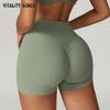 Vitality Girls Fashion Yoga Shorts Seamless High Waist Pleated Hip Lifting Fitness Exercise Shorts Tight