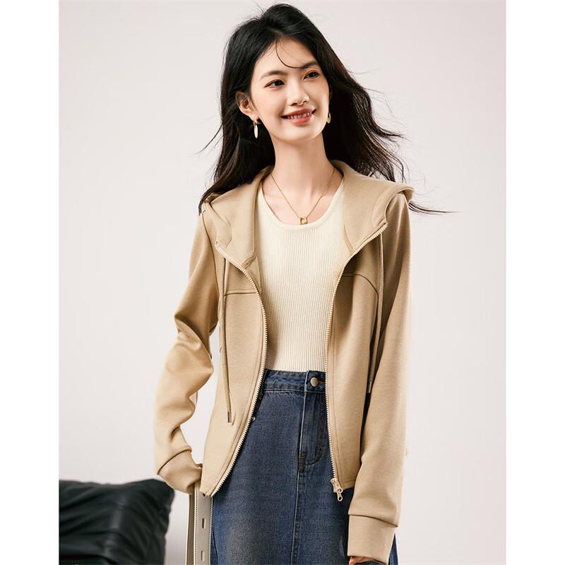 Women's Casual Hooded Short Sweatshirt Jacket