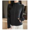 Women S Stand Collar Zip Up Thick Slim Fit Long Sleeve Jacket With Pockets