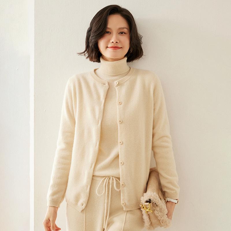 

Женский кардиган из кашемира приталенного силуэта - Классический трикотажный свитер класса люкс для осени/зимы 2XL (Suitable for 130-145 jin)