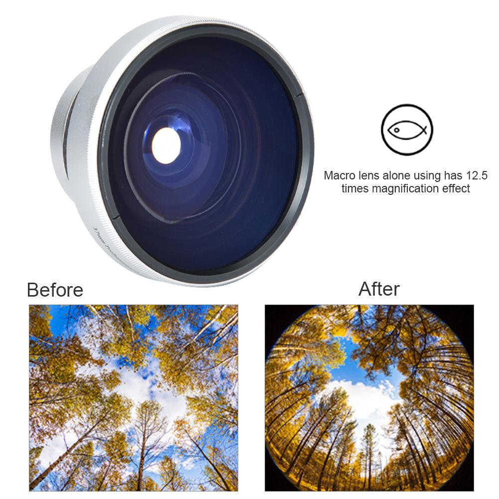 Stříbrná Silná Použitelnost 37mm 0,25X Super Fisheye přídavný objektiv pro objektivy 37mm kalibru fotoaparátu