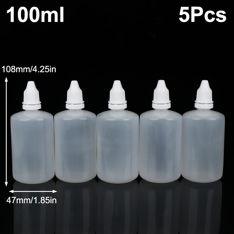 5Pcs Empty Plastic Dropper Bottles 3/5/10/15/20/30/50/100ml Squeezable Refillable for Paint Beauty Oil Ink Cosmetics Storage