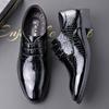 Old man head brand wedding shoes bright leather wedding wear wedding leather shoes men's business leather shoes first layer cowhide lace-up leathe