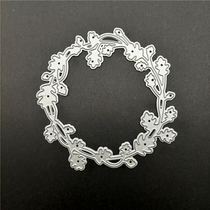 Stampo per goffratura Stampo per fustelle in metallo Stampo per buon compleanno e foglie rotonde Fustelle Coltello Punzonatura Stampo per carta Stencil Lettere per album artigianali