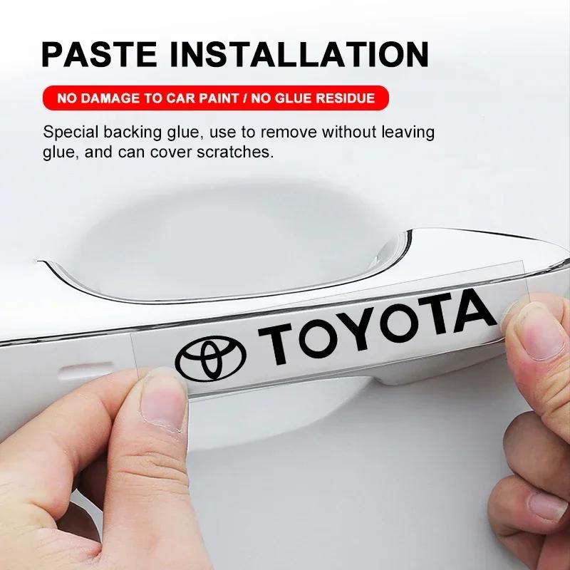 4Pcs Car Door Handle Stickers Tire Rear View Mirror Decals Emblem for Toyota Gr Trd Yaris Hilux Corolla Prius Avensis Emblem Auris Rav4