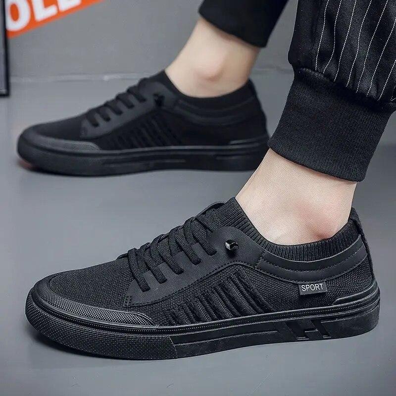 Men's Breathable Sneakers Summer Casual Loafers Lightweight Round Head Solid Colour Non-slip Flats Shoes