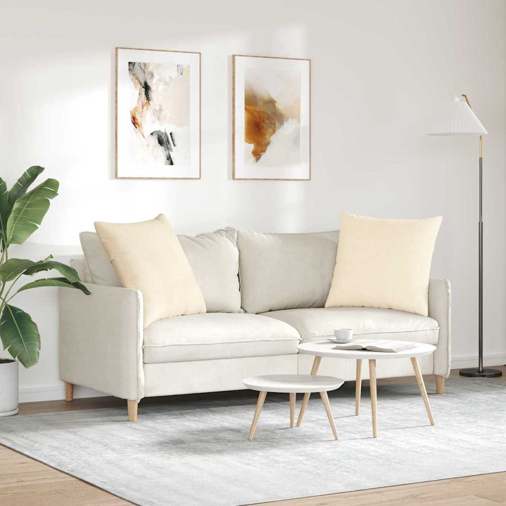 Sofa Cushions 2 Pieces Cream 60 X 60 Cm Cord Fabric