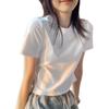 High and Thin White Short-sleeved T-shirt Women's Slim-fitting Short Round Neck Bottoming Shirt Versatile Casual Body Shirt Pure Cotton Top
