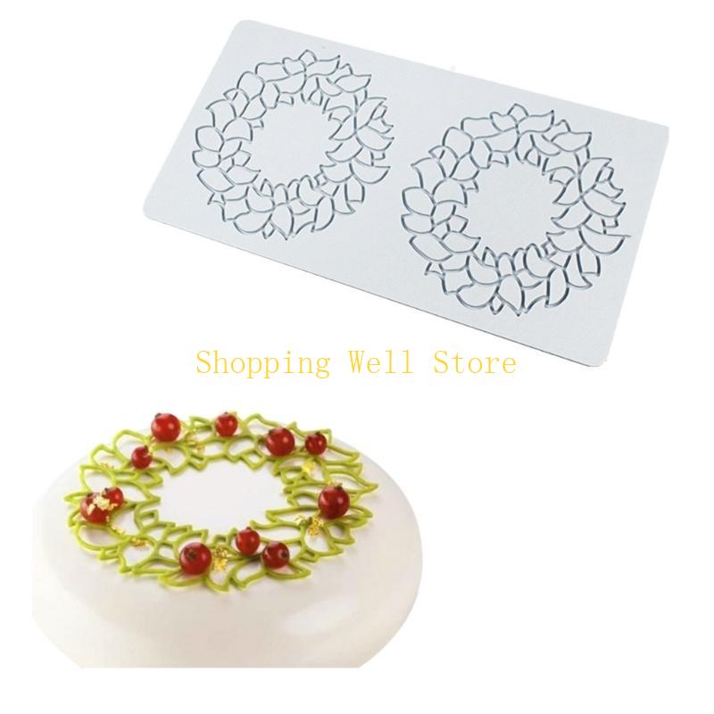 KX4B Leaf Branch Pattern Laces Mat Fondants Mat Cake Decorating Supplies