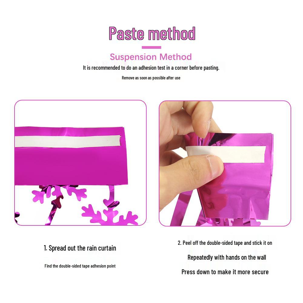 2025 Christmas 2m Snowflake Tinsel Curtain Matte Solid Color Hanging Decoration