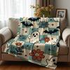 Retro Cat Geometric Anime Cartoon Flannel Blanket Soft Warm Throw for Bedroom Sofa Car Kids Holiday Gift