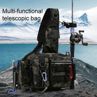 Fishing Tackle Waist Bag Large Capacity Fishing Fanny Pack with Rod Gear Holder Outdoor Camping Hiking Storage Bag Organizer Pouch