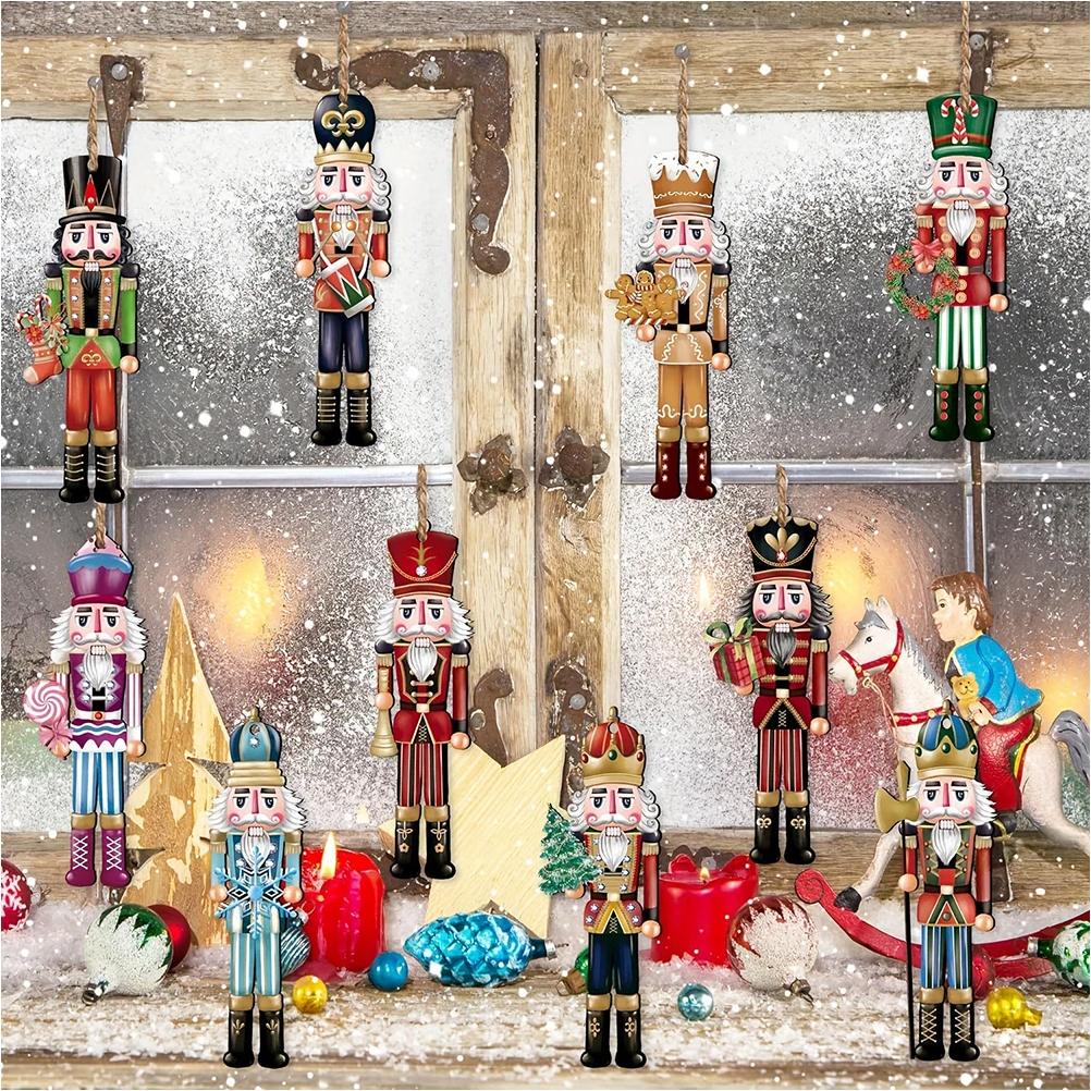 12 Stück Nussknacker Holz Dekoset - Weihnachtsgeschenk, Partydekoration und Heimdeko