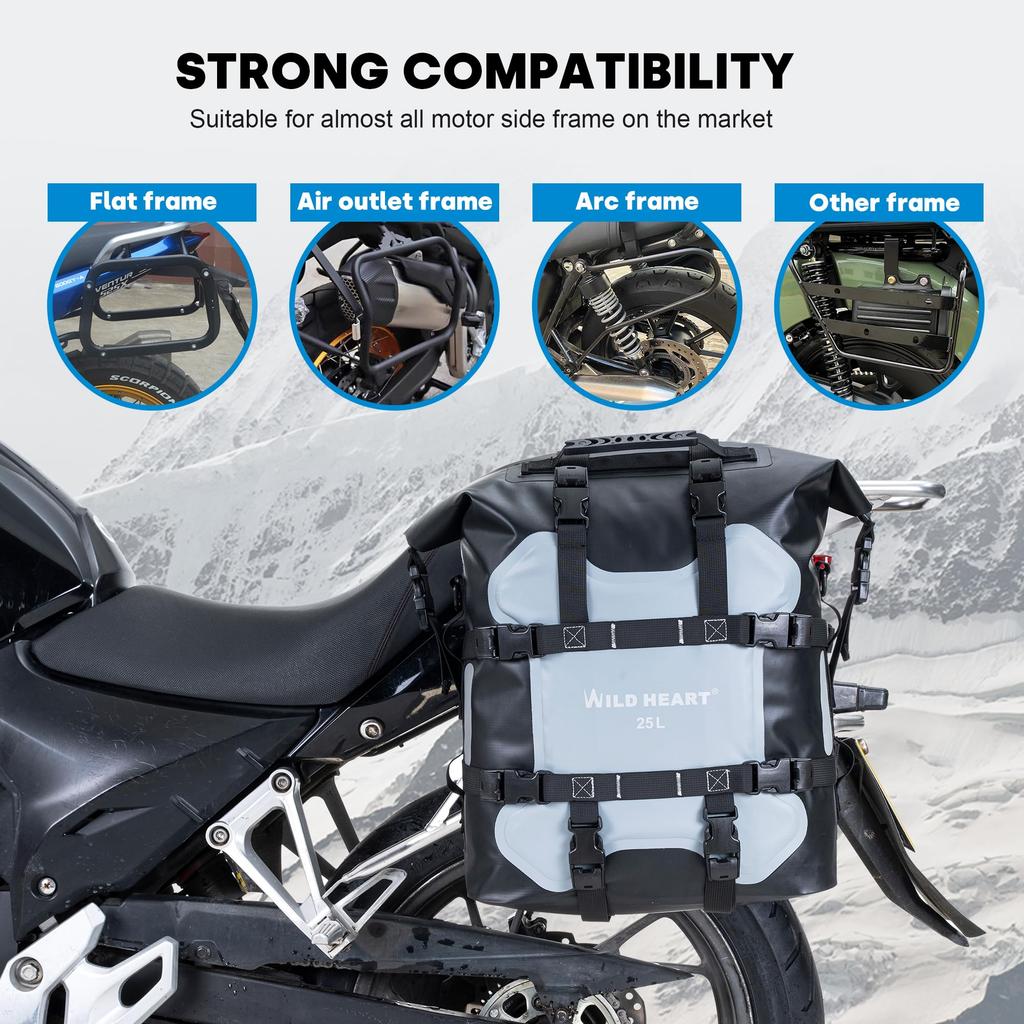 WILD HEART Bike Edge Stainless Steel Hanging Waterproof Waterproof and Bike Part One Bag, Bag, 20L/25L, Wear-Resistant, General-Purpose (Grey, 25L,