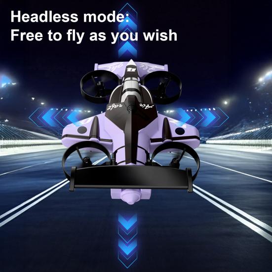 Jucărie Drone Mașină Zburătoare 2-în-1 Control de la Distanță Mini Quadcopter Aer-Sol Mașinuță Jucărie Copii Adulți Începător 2.4GHz RC Aeronavă Stunt Mașină Drift Jucărie