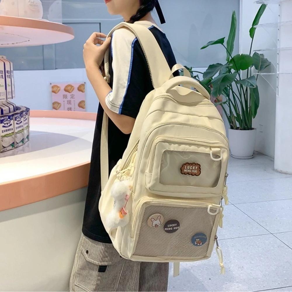 Mochila Kawaii de Estilo Japonés para Niñas Bolsa Ita Transparente para Mujeres Mochila de Gran Capacidad Mochila Escolar de Moda para Estudiante Universitario JK