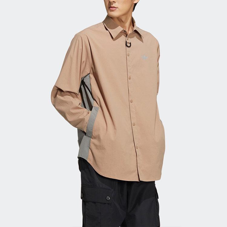 Adidas Solid Color Long Sleeve Sports Shirt Men Tops Brown HE6619